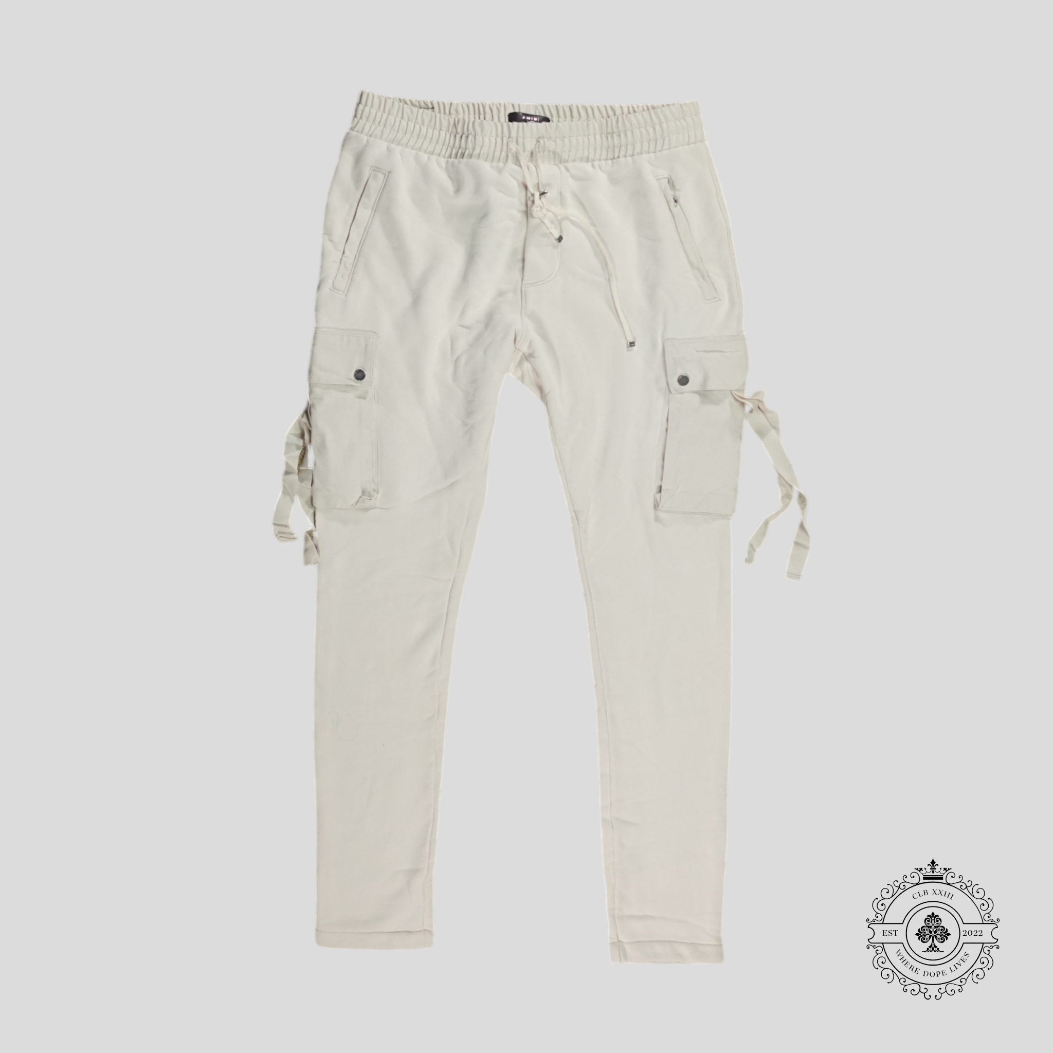 Amiri Tapered Cargo Sweatpants in Alabaster White -Preowned